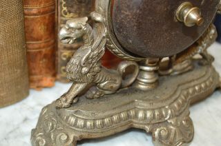 Rare Antique German Hotel Desk Reception Bell Winged Griffins Gargoyles 2