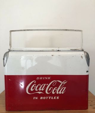 1950s Vintage Coca Cola Ice Chest Cooler Sandwich Tray Lid Style 3