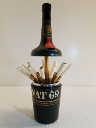Unique Vintage Vat 69 Whiskey Display Advertising Bottle Cigarette Case Japan