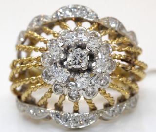 Stunning Vintage 18k Yellow Gold Ring With 1.  00 Ctw Diamonds 10.  1 Grams T10