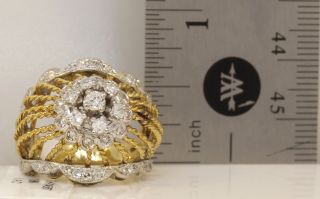 STUNNING VINTAGE 18K YELLOW GOLD RING WITH 1.  00 CTW DIAMONDS 10.  1 GRAMS T10 7
