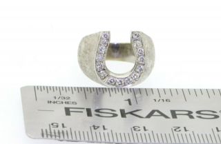 Heavy vintage 14k gold 0.  45ct VS1/G diamond horseshoe florentine cocktail ring 2