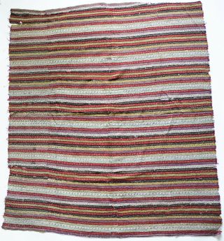 Kashmir Shawl - Striped Brocade Of Multicolor Design,  Middle East