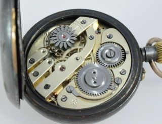 Rare Multi Dial Moon Phase Gun Metal Calendar Pocket Watch Swiss Made c.  1900 8