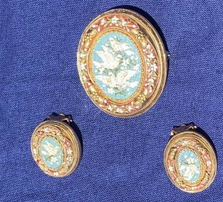 Antique 10k Gold Dove Brooches Pin And Clips (set Of 3 Items)