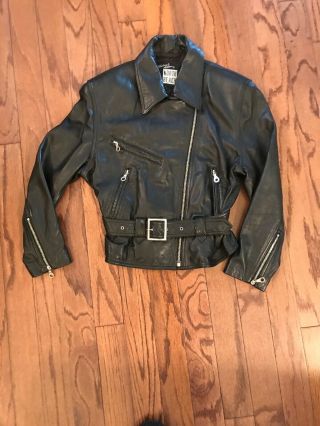 Authentic North Beach Michael Hoban Vintage Black Leather Jacket Womens Sz 7/8