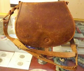 Antique Leather Satchel Hunting Bag Or Cartridge Pouch
