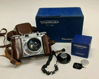 Vintage Voigtlander Prominent Camera With Nokton 1:1.  5/50 Lens & Box