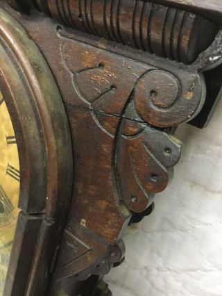 Magnificent Antique Eastlake Ansonia Parlor Clock w 2 Cherubs & Alarm Function 11