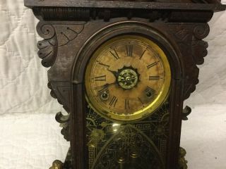 Magnificent Antique Eastlake Ansonia Parlor Clock w 2 Cherubs & Alarm Function 3