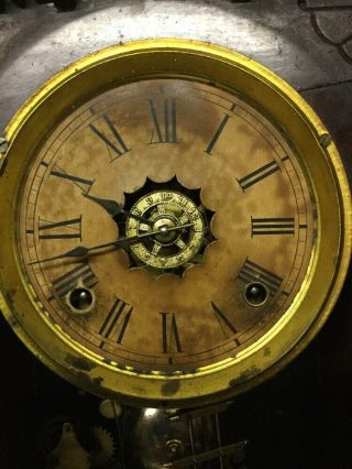 Magnificent Antique Eastlake Ansonia Parlor Clock w 2 Cherubs & Alarm Function 8