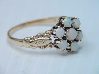 Rare Antique Ob Ostby & Barton 10k Gold 7 Opal Cabuchon Ring Signed Ornate $9.  99