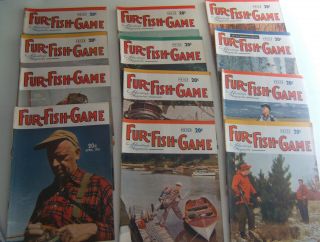 12 Vintage 1951 Fur,  Fish & Game Magazines Full Year 12 Months
