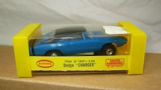 vintage Aurora Model Motoring 1407 - 3.  00 HO Dodge Charger slot car - blue black 2