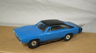 vintage Aurora Model Motoring 1407 - 3.  00 HO Dodge Charger slot car - blue black 4