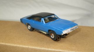 vintage Aurora Model Motoring 1407 - 3.  00 HO Dodge Charger slot car - blue black 5