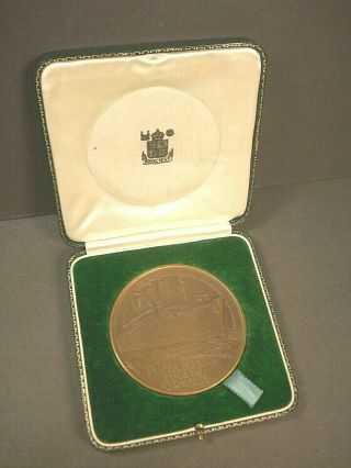 Vintage Bronze Medal Rms Queen Mary 1936 Presentation Box Near
