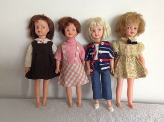 4x Vintage Dolls,  9 Inches Each,  Sindy Little Sister Patch Doll & Clothes,  Ms