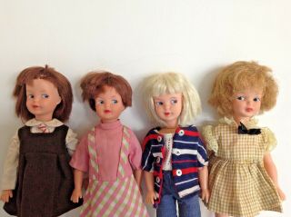 4x vintage dolls,  9 Inches each,  Sindy Little sister Patch Doll & clothes,  MS 2