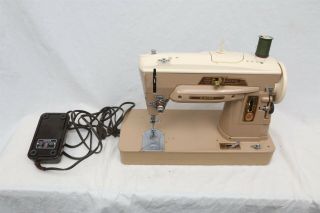 Vintage Singer 403a Slant O Matic Sewing Machine W/ Attachments Case