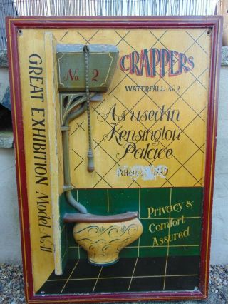 Early Wooden Advertising Trade Sign For Thomas Crapper 
