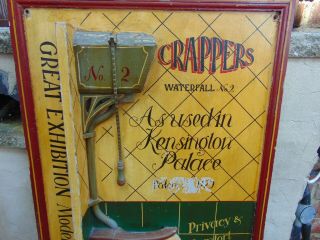 EARLY WOODEN ADVERTISING TRADE SIGN for THOMAS CRAPPER ' S WATERFALL NO.  2 2