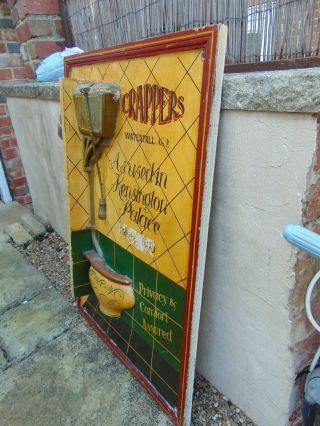 EARLY WOODEN ADVERTISING TRADE SIGN for THOMAS CRAPPER ' S WATERFALL NO.  2 5