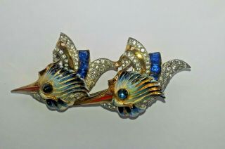 Very Rare Sterling Coro Craft Enamel Blue Birds Duette 2