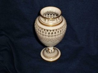 A Fine Rare Royal Worcester Reticulated Porcelain Vase By G Owen
