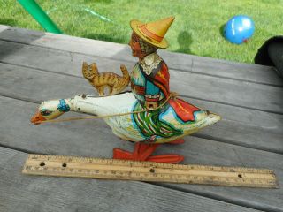 Antique Old Mother Goose Tin Wind Up Toy Marx 30s Very Rare