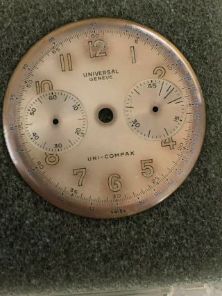 Universal Geneve Uni - Compax Vintage Dial.  Beautful Patina 32.  6mm