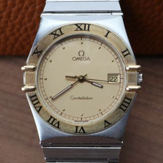 Vintage Omega Constellation 18k Gold Steel Quartz Watch 396.  1070