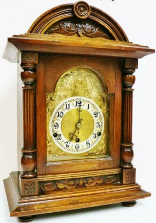 Antique German 8 Day Carved Mantel Clock Westminster Chime Musical Bracket Clock