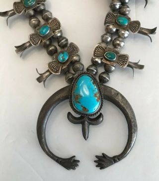 Vintage Turquoise Silver Navajo Necklace W Naja