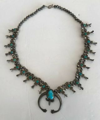 Vintage TURQUOISE Silver Navajo Necklace W Naja 2