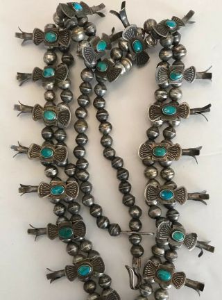 Vintage TURQUOISE Silver Navajo Necklace W Naja 4