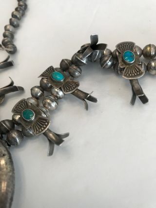 Vintage TURQUOISE Silver Navajo Necklace W Naja 7