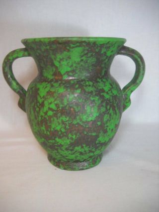 Vintage Weller Pottery Coppertone 8 " Handled Vase Circa 1929