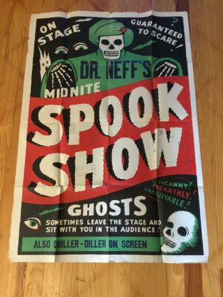 Spook Show Theater Poster Window Card Dr.  Neff Vintage