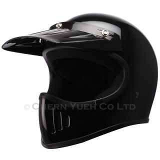 Dot Helmet Motorcycle Full Face Off - Road Dirt Bike Atv Gloss Black With Visor