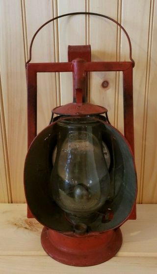 Vintage " Dietz Acme Inspector Lamp " Lantern Red Paint York,  Usa