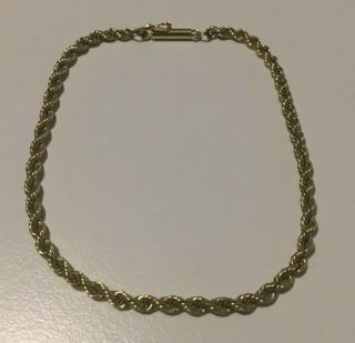 Vintage Estate 14K Yellow Gold Rope Chain Bracelet 3.  7 G 7 