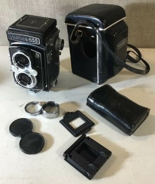 Vintage Yashica - 635 Twin Lens Camera W/ Case,  Close Up Lens