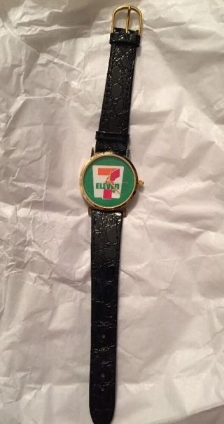 Rare Vintage 7 Eleven Watch W/ Leather Band - Great