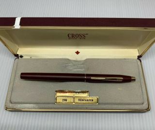 Rare Cross Vintage Classic Century 2206 - M Burgundy Fountain Pen Made In Usa