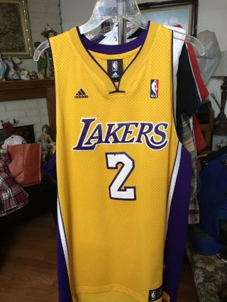 Vintage Adidas La Lakers Derek Fisher No.  2 Jersey Sewn Graphics Sz L (euc)