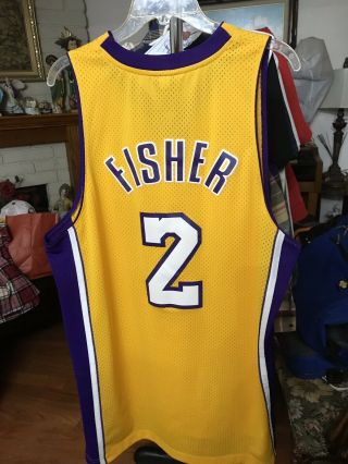 VINTAGE Adidas LA Lakers Derek Fisher No.  2 Jersey Sewn Graphics Sz L (EUC) 2