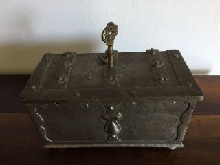 17th Century Locking Mechanism Iron Box.  9” Long.