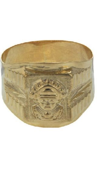 Vintage Heavy 18k Gold Ring 4.  2gr Pre - Columbian Era Disingn,  Anillo Oro