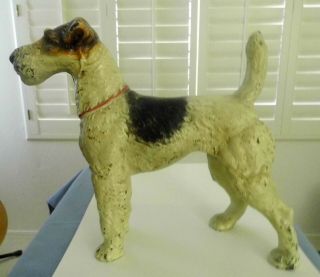 The Large 10 " Tall Hubley Fox Terrier Dog Cast Iron Door Stop All Orig